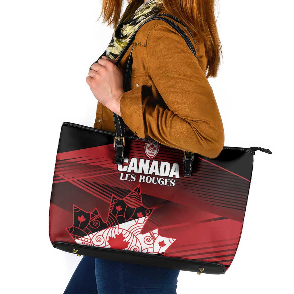 Canada Soccer Leather Tote Bag Les Rouges Maple Leaf - Wonder Print Shop