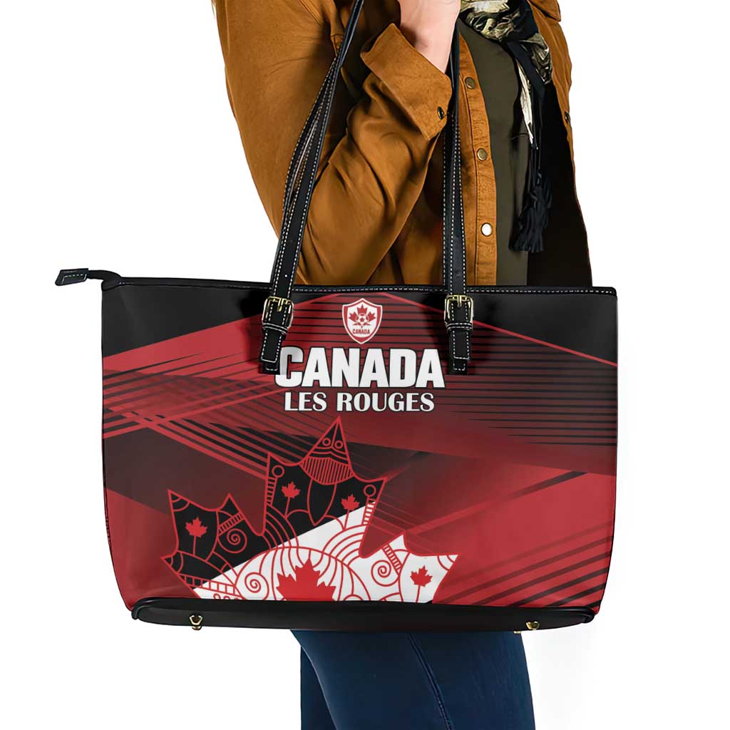 Canada Soccer Leather Tote Bag Les Rouges Maple Leaf - Wonder Print Shop