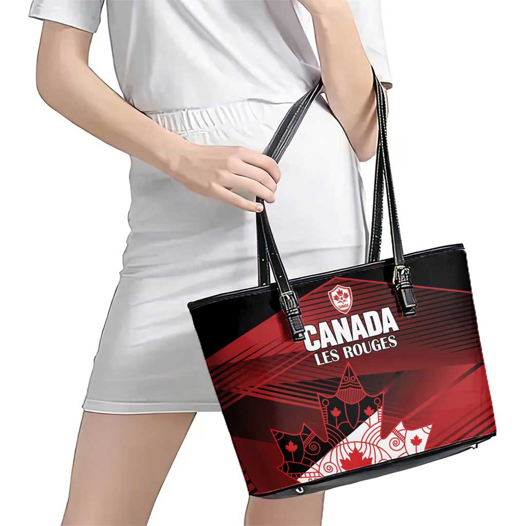 Canada Soccer Leather Tote Bag Les Rouges Maple Leaf - Wonder Print Shop