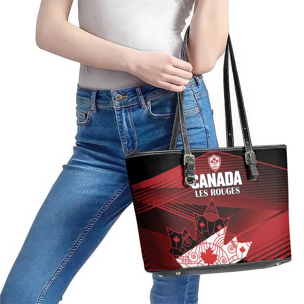 Canada Soccer Leather Tote Bag Les Rouges Maple Leaf - Wonder Print Shop