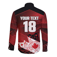Custom Canada Soccer Long Sleeve Button Shirt Les Rouges Maple Leaf - Wonder Print Shop