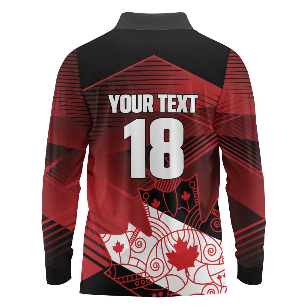 Custom Canada Soccer Long Sleeve Polo Shirt Les Rouges Maple Leaf - Wonder Print Shop
