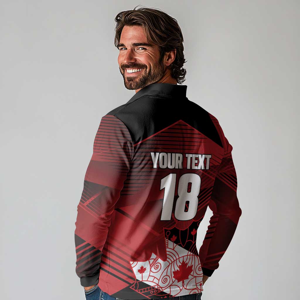 Custom Canada Soccer Long Sleeve Polo Shirt Les Rouges Maple Leaf - Wonder Print Shop
