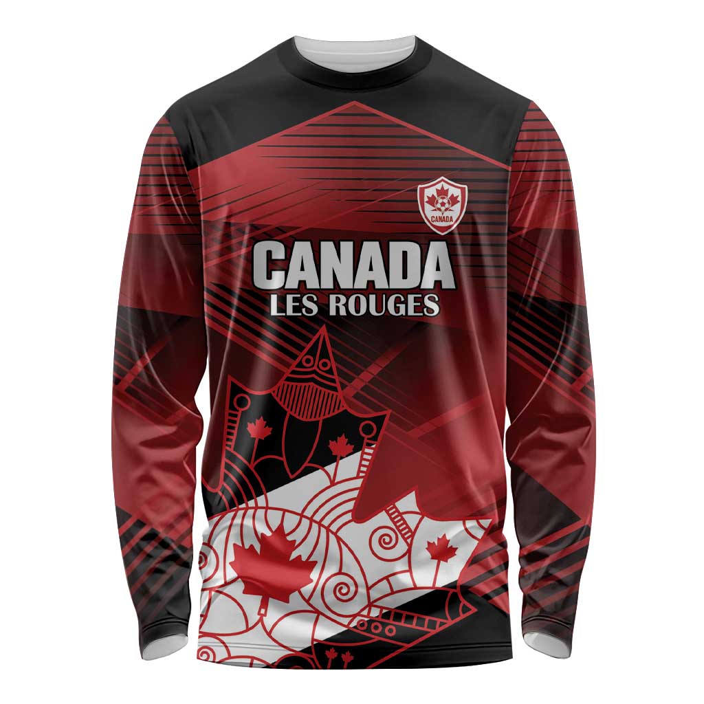 Custom Canada Soccer Long Sleeve Shirt Les Rouges Maple Leaf - Wonder Print Shop