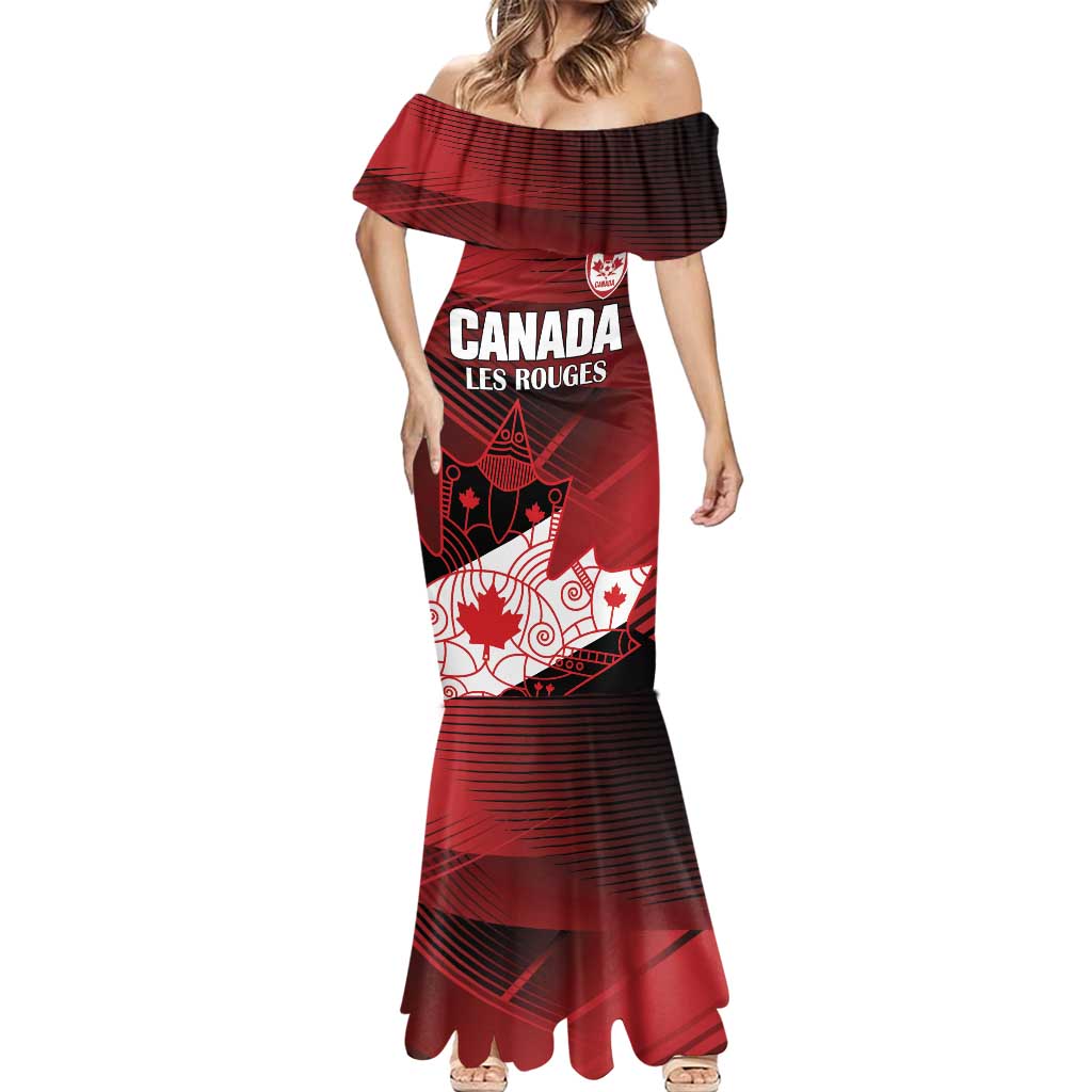 Custom Canada Soccer Mermaid Dress Les Rouges Maple Leaf - Wonder Print Shop