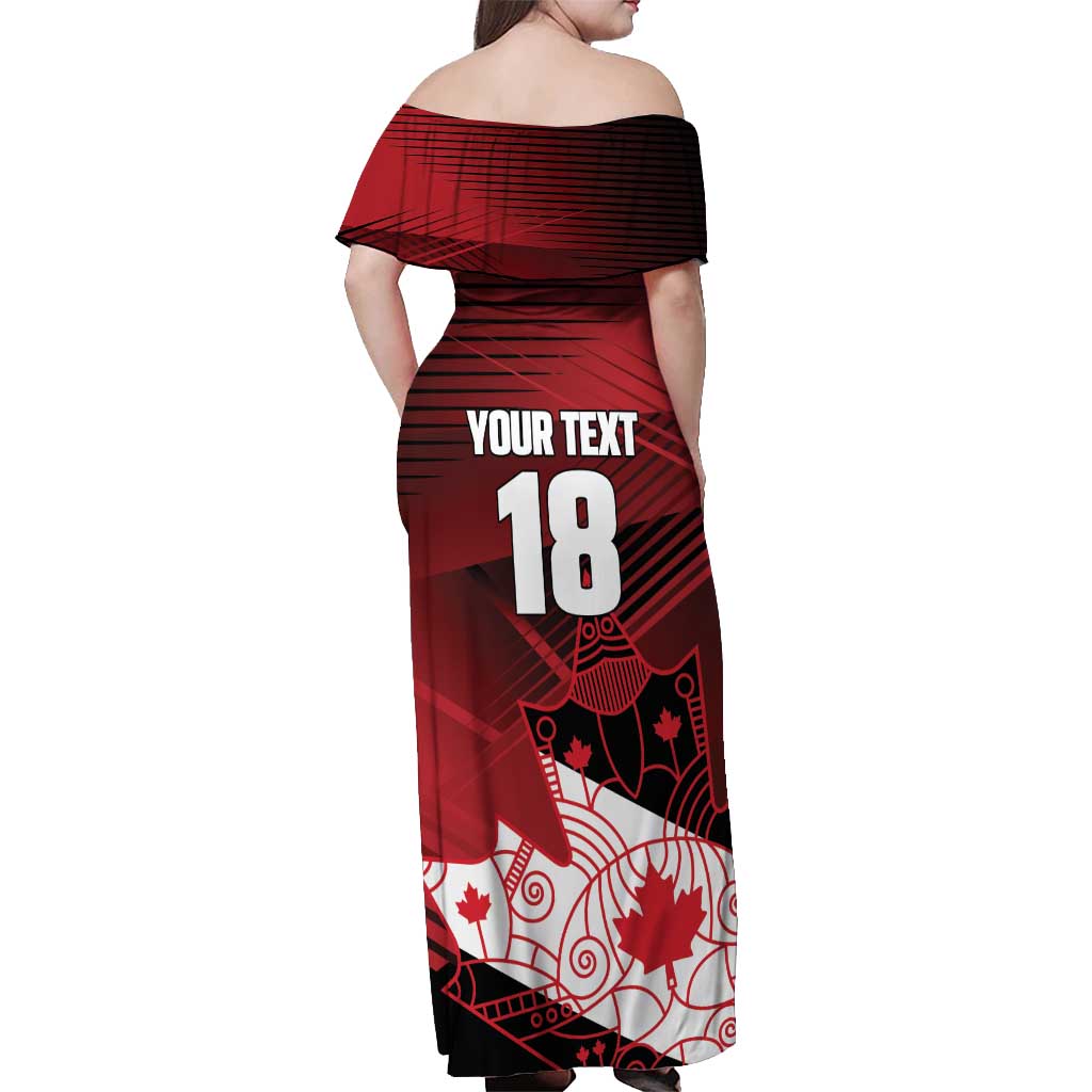 Custom Canada Soccer Off Shoulder Maxi Dress Les Rouges Maple Leaf - Wonder Print Shop