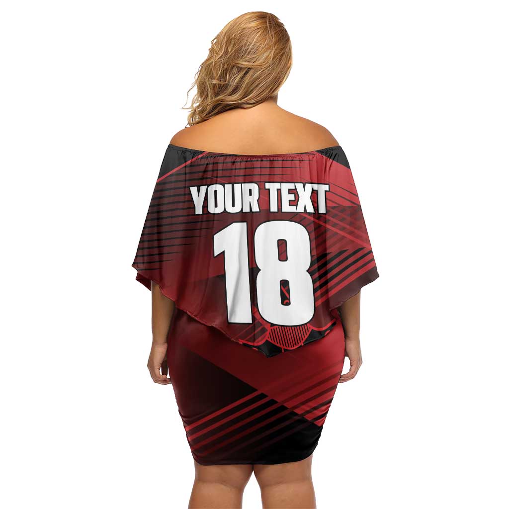 Custom Canada Soccer Off Shoulder Short Dress Les Rouges Maple Leaf - Wonder Print Shop