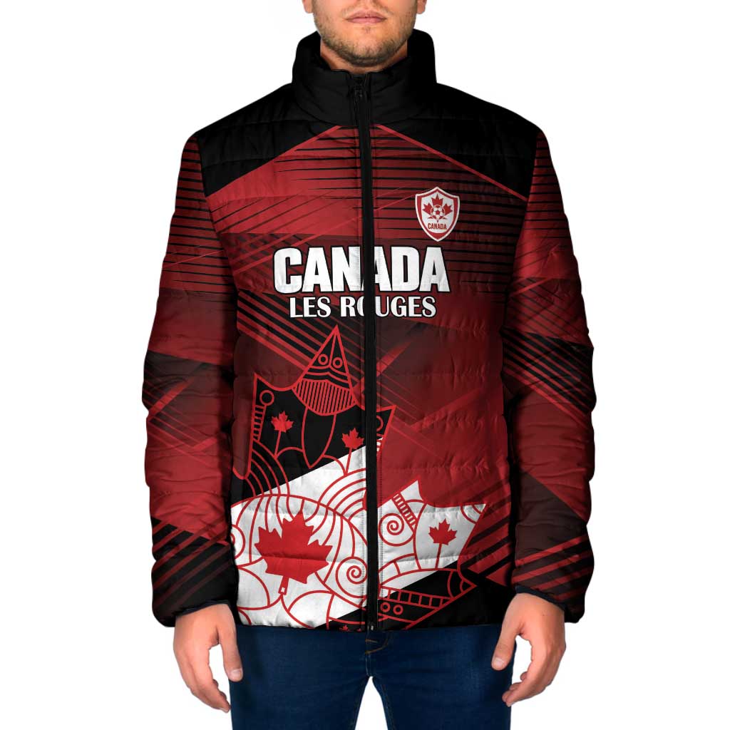 Custom Canada Soccer Padded Jacket Les Rouges Maple Leaf - Wonder Print Shop