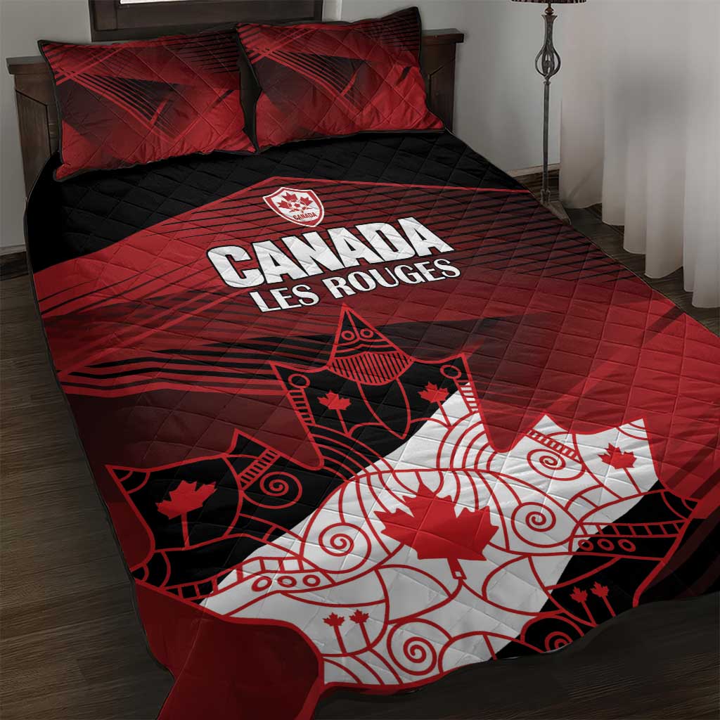 Canada Soccer Quilt Bed Set Les Rouges Maple Leaf - Wonder Print Shop