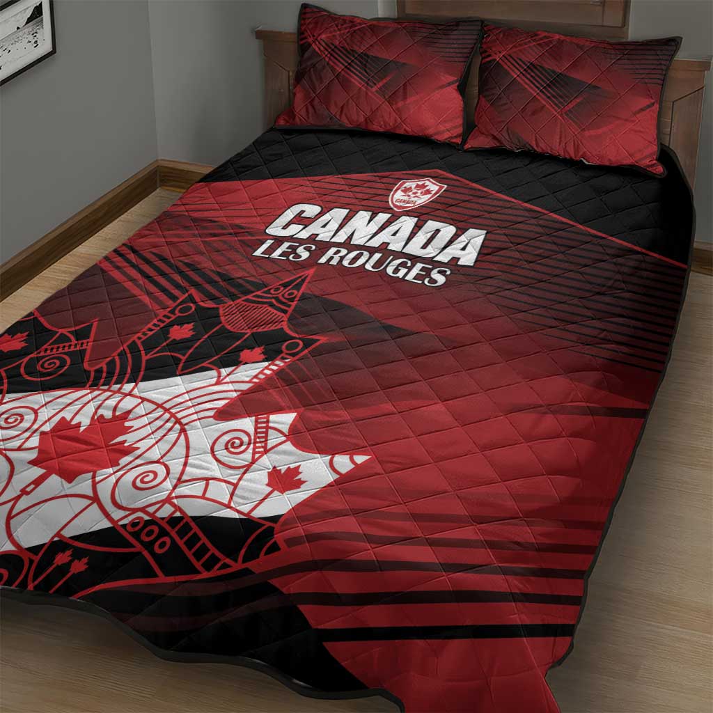 Canada Soccer Quilt Bed Set Les Rouges Maple Leaf - Wonder Print Shop