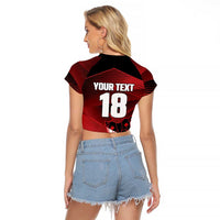 Custom Canada Soccer Raglan Cropped T Shirt Les Rouges Maple Leaf - Wonder Print Shop