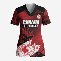 Custom Canada Soccer Scrub Top Les Rouges Maple Leaf - Wonder Print Shop