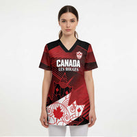 Custom Canada Soccer Scrub Top Les Rouges Maple Leaf - Wonder Print Shop
