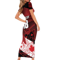 Custom Canada Soccer Short Sleeve Bodycon Dress Les Rouges Maple Leaf - Wonder Print Shop