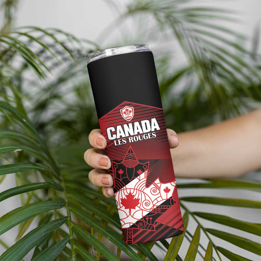 Custom Canada Soccer Skinny Tumbler Les Rouges Maple Leaf - Wonder Print Shop