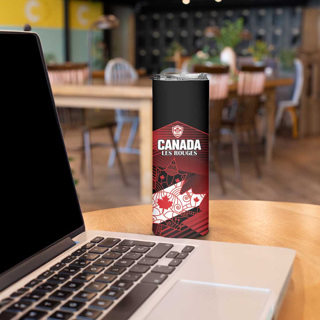 Custom Canada Soccer Skinny Tumbler Les Rouges Maple Leaf - Wonder Print Shop