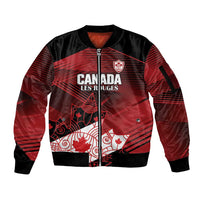 Custom Canada Soccer Sleeve Zip Bomber Jacket Les Rouges Maple Leaf - Wonder Print Shop