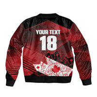 Custom Canada Soccer Sleeve Zip Bomber Jacket Les Rouges Maple Leaf - Wonder Print Shop
