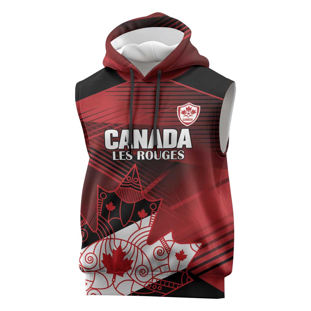 Custom Canada Soccer Sleeveless Hoodie Les Rouges Maple Leaf - Wonder Print Shop
