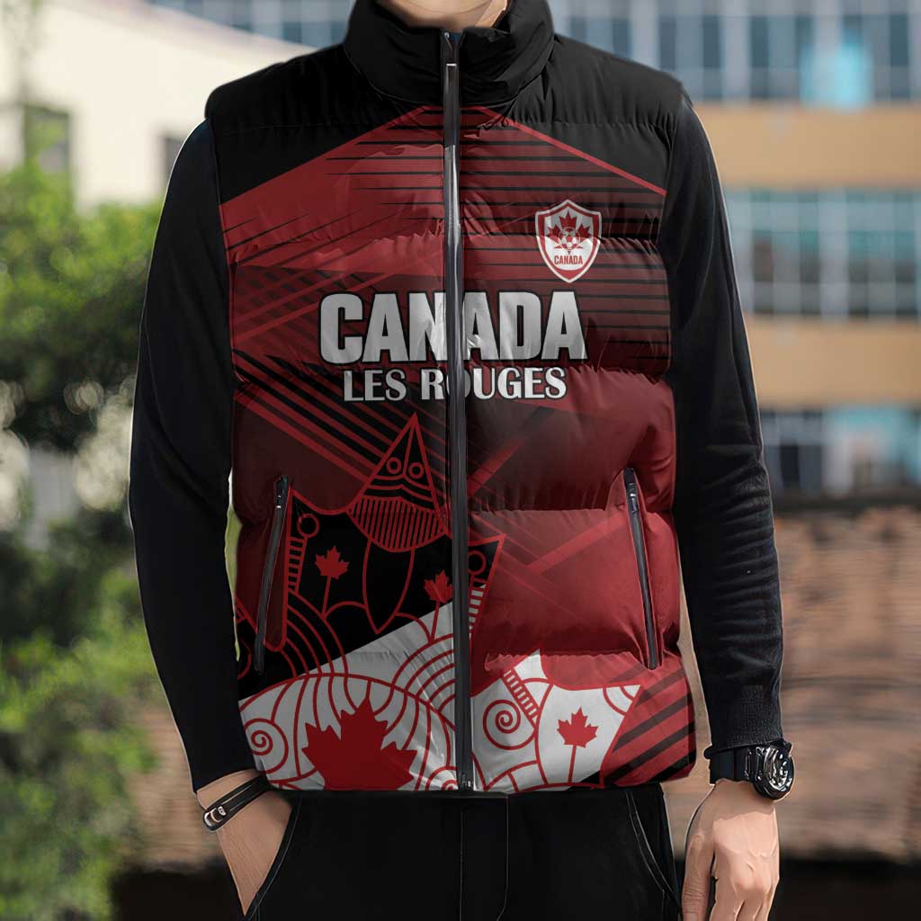 Custom Canada Soccer Sleeveless Puffer Jacket Les Rouges Maple Leaf - Wonder Print Shop