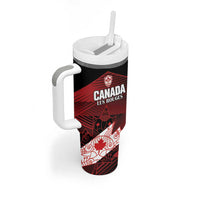 Custom Canada Soccer Tumbler With Handle Les Rouges Maple Leaf - Wonder Print Shop
