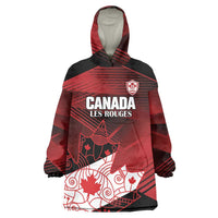 Custom Canada Soccer Wearable Blanket Hoodie Les Rouges Maple Leaf - Wonder Print Shop
