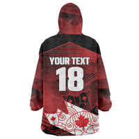 Custom Canada Soccer Wearable Blanket Hoodie Les Rouges Maple Leaf - Wonder Print Shop