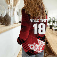 Custom Canada Soccer Women Casual Shirt Les Rouges Maple Leaf - Wonder Print Shop