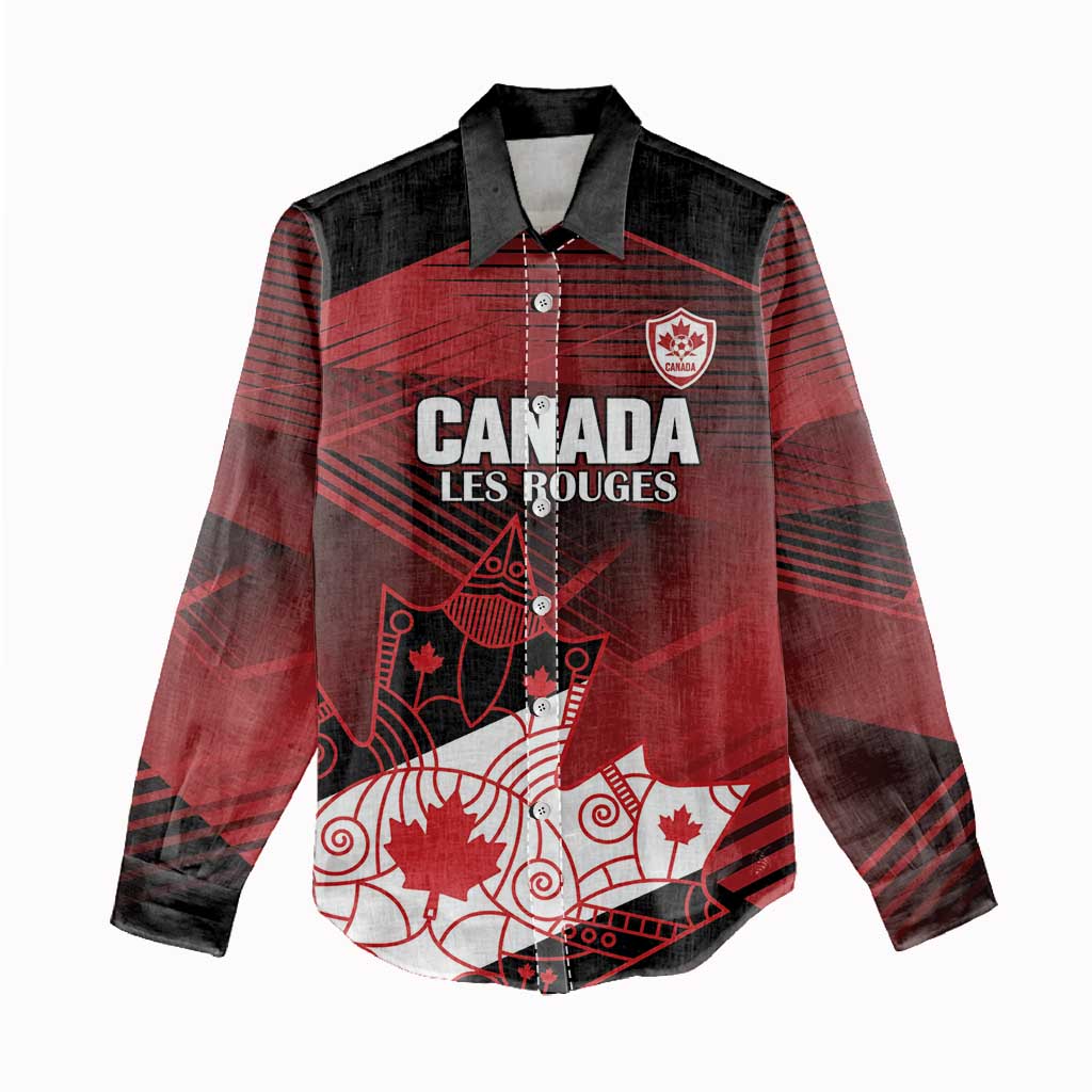 Custom Canada Soccer Women Casual Shirt Les Rouges Maple Leaf - Wonder Print Shop