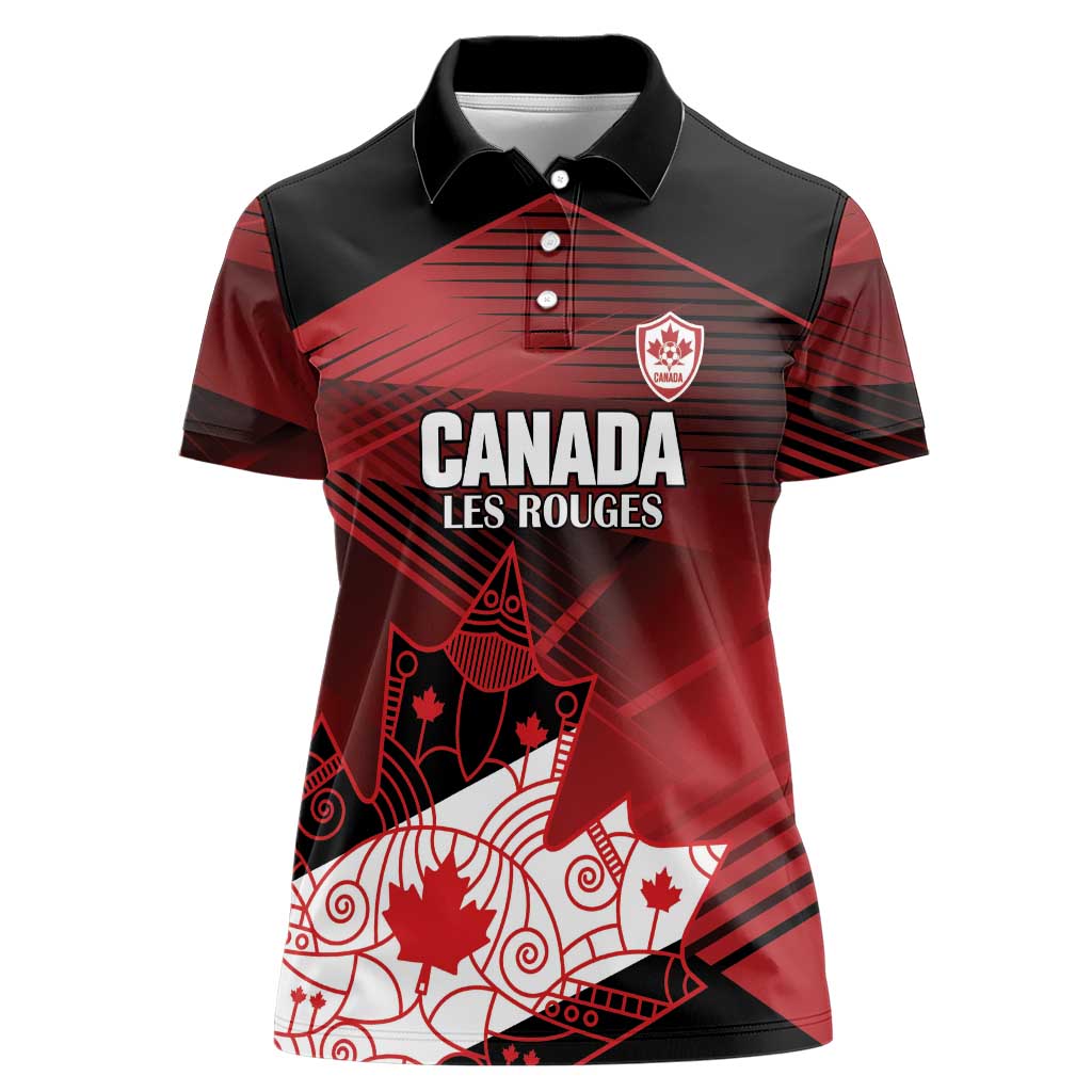 Custom Canada Soccer Women Polo Shirt Les Rouges Maple Leaf - Wonder Print Shop