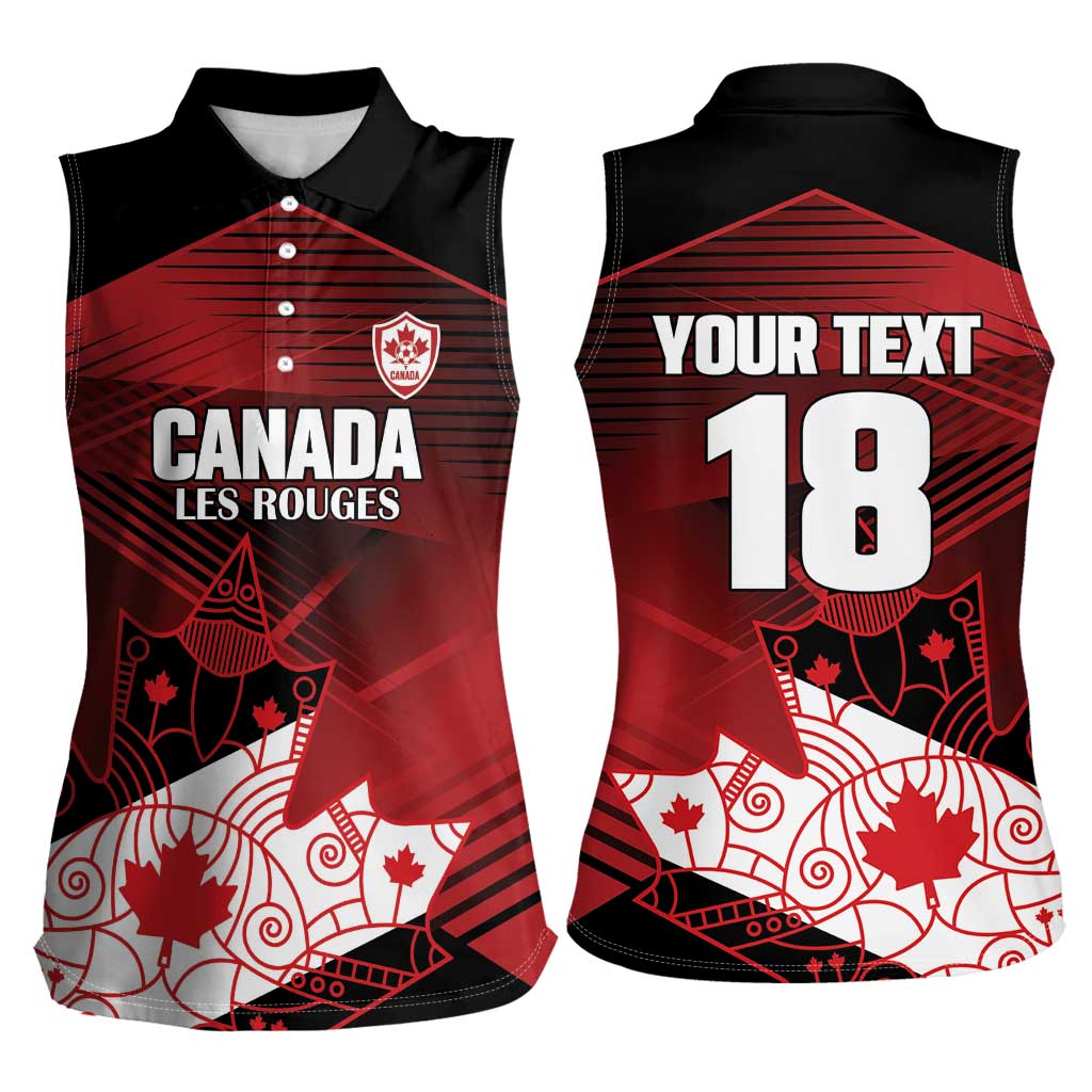 Custom Canada Soccer Women Sleeveless Polo Shirt Les Rouges Maple Leaf - Wonder Print Shop