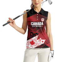 Custom Canada Soccer Women Sleeveless Polo Shirt Les Rouges Maple Leaf - Wonder Print Shop