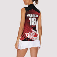 Custom Canada Soccer Women Sleeveless Polo Shirt Les Rouges Maple Leaf - Wonder Print Shop