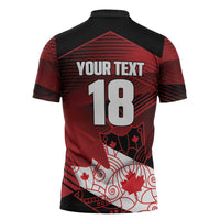 Custom Canada Soccer Zipper Polo Shirt Les Rouges Maple Leaf - Wonder Print Shop