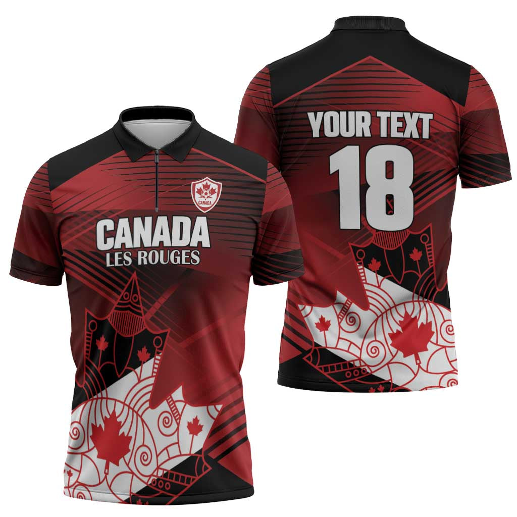Custom Canada Soccer Zipper Polo Shirt Les Rouges Maple Leaf - Wonder Print Shop