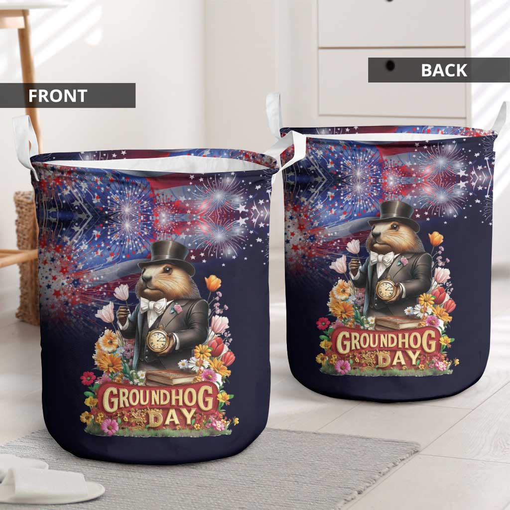 Groundhog Day Gentleman Laundry Basket Same Day Again - Wonder Print Shop