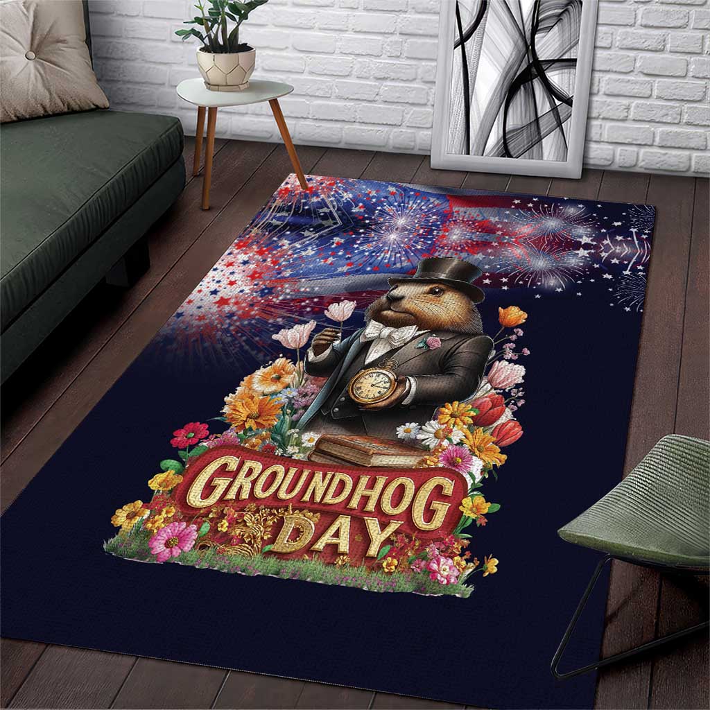 Groundhog Day Gentleman Area Rug Same Day Again - Wonder Print Shop