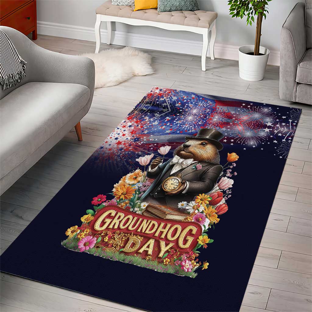 Groundhog Day Gentleman Area Rug Same Day Again - Wonder Print Shop