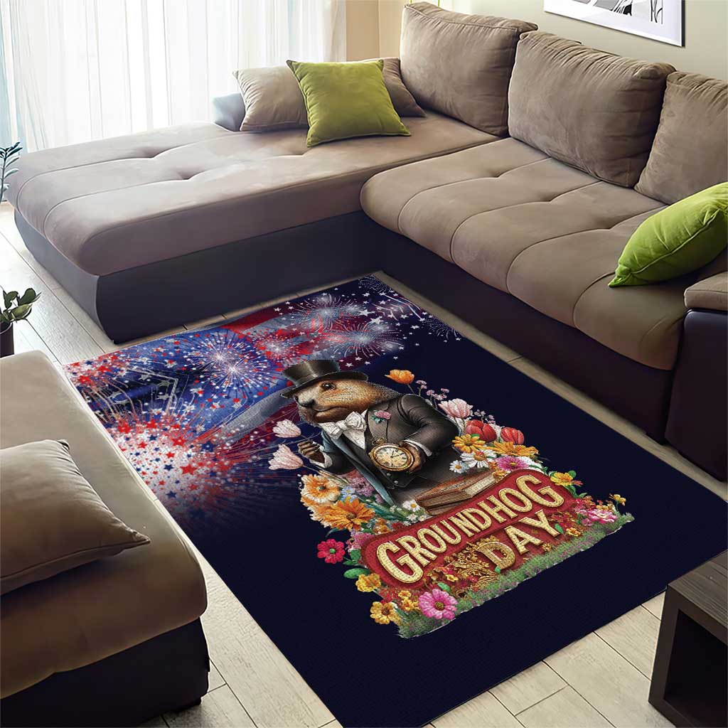Groundhog Day Gentleman Area Rug Same Day Again - Wonder Print Shop