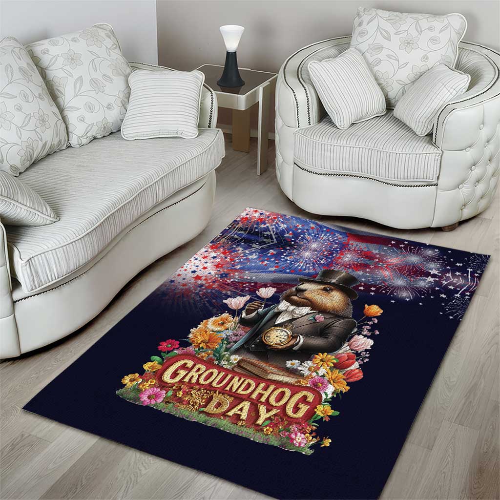 Groundhog Day Gentleman Area Rug Same Day Again - Wonder Print Shop