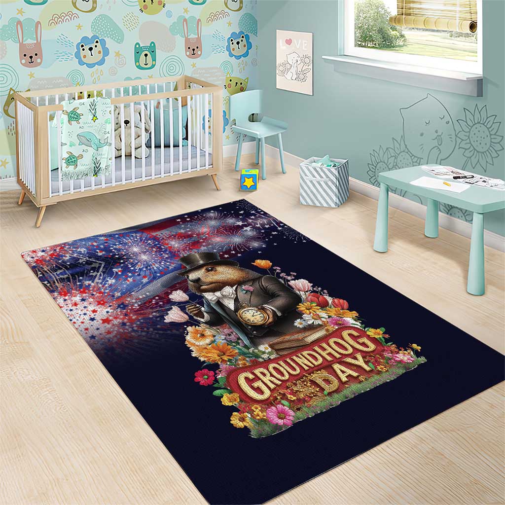 Groundhog Day Gentleman Area Rug Same Day Again - Wonder Print Shop