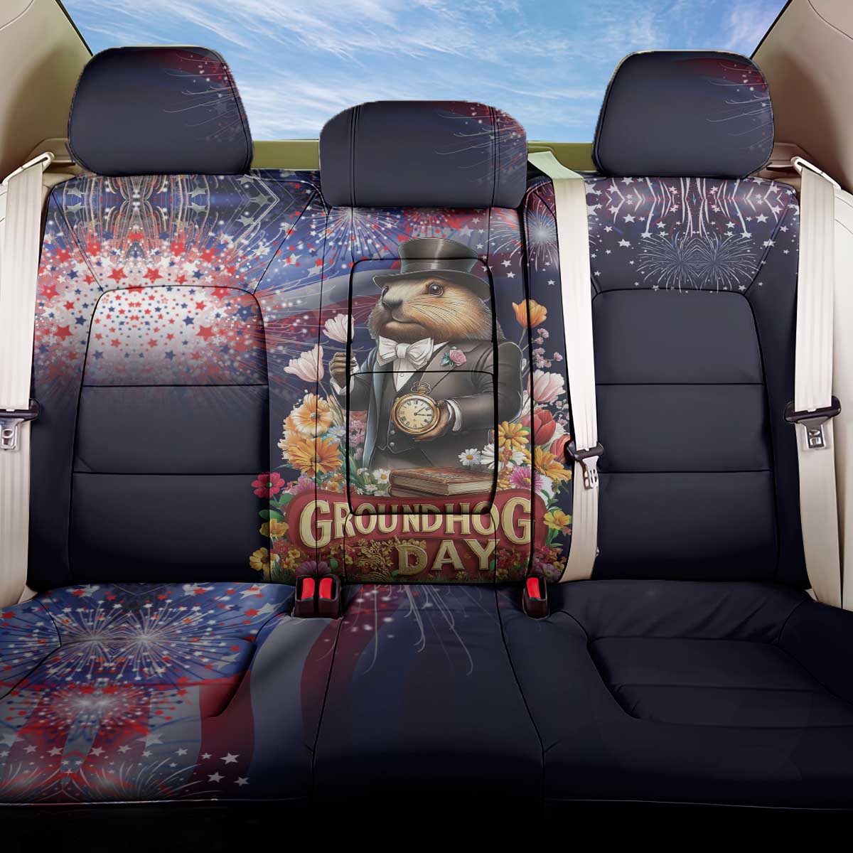 Groundhog Day Gentleman Back Car Seat Cover Same Day Again - Wonder Print Shop