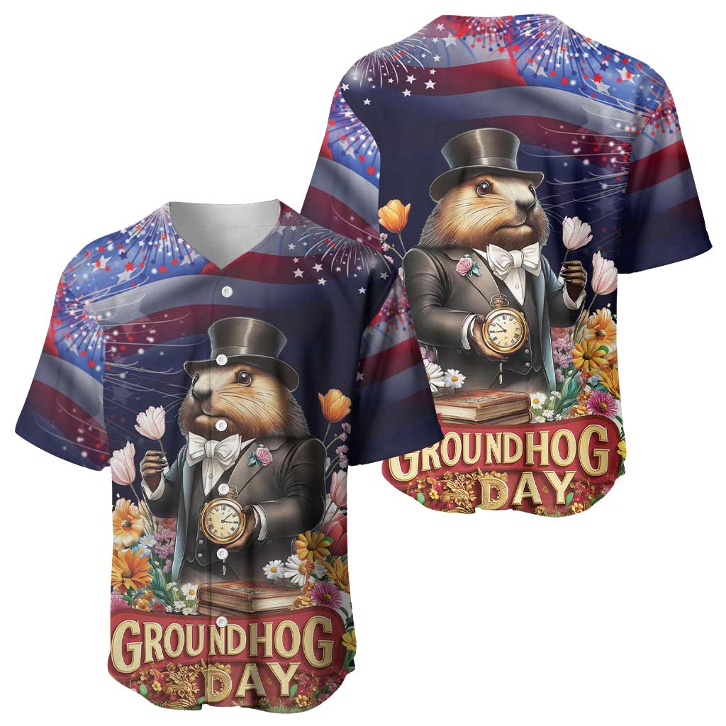Groundhog Day Gentleman Baseball Jersey Same Day Again - Wonder Print Shop