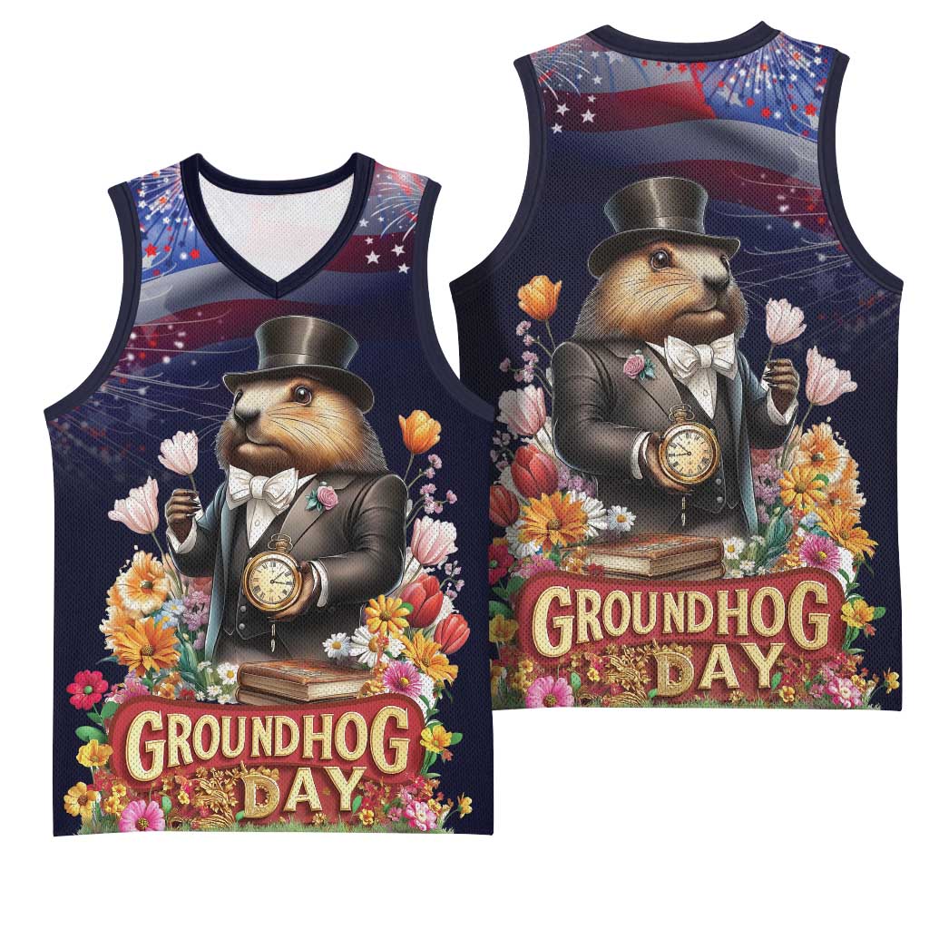 Groundhog Day Gentleman Basketball Jersey Same Day Again - Wonder Print Shop