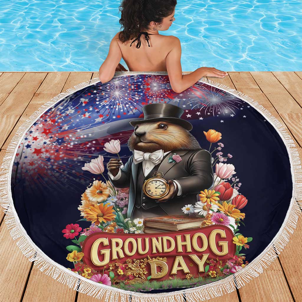 Groundhog Day Gentleman Beach Blanket Same Day Again - Wonder Print Shop