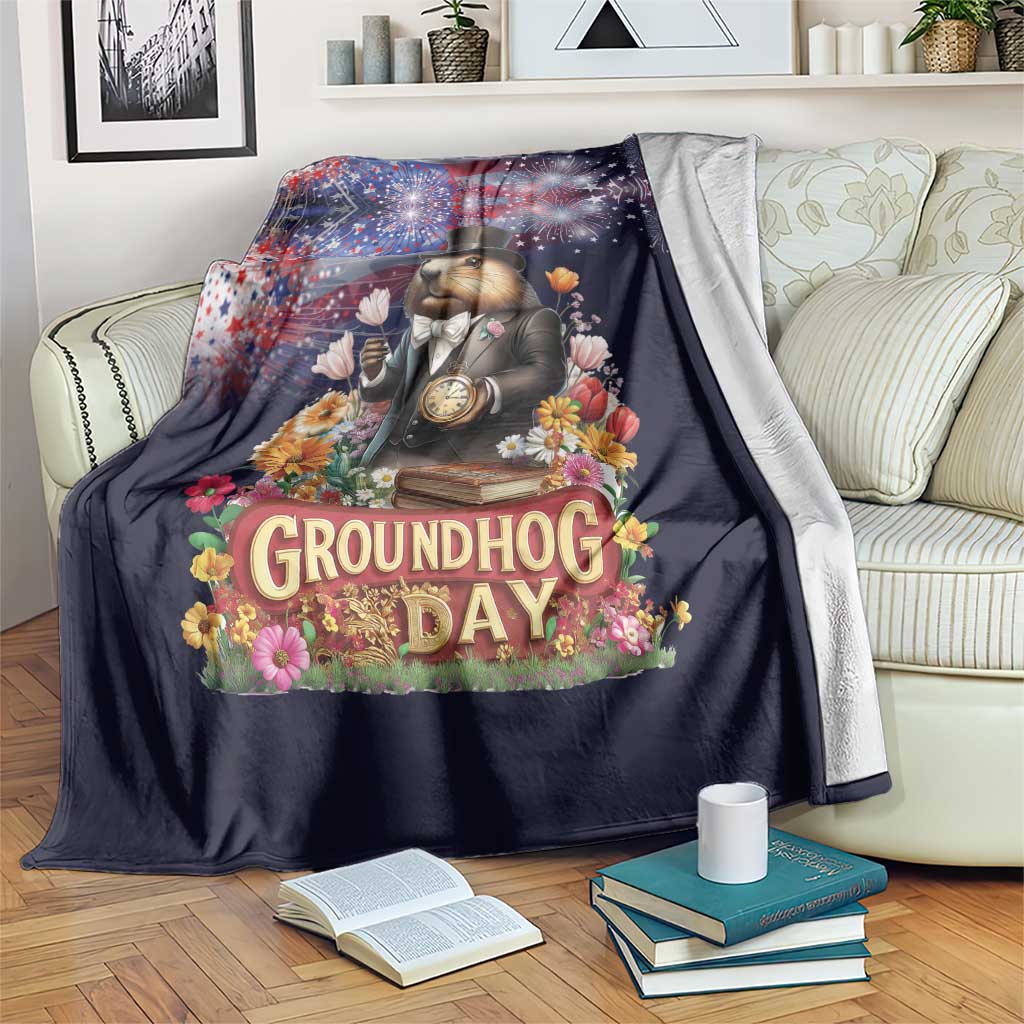 Groundhog Day Gentleman Blanket Same Day Again - Wonder Print Shop