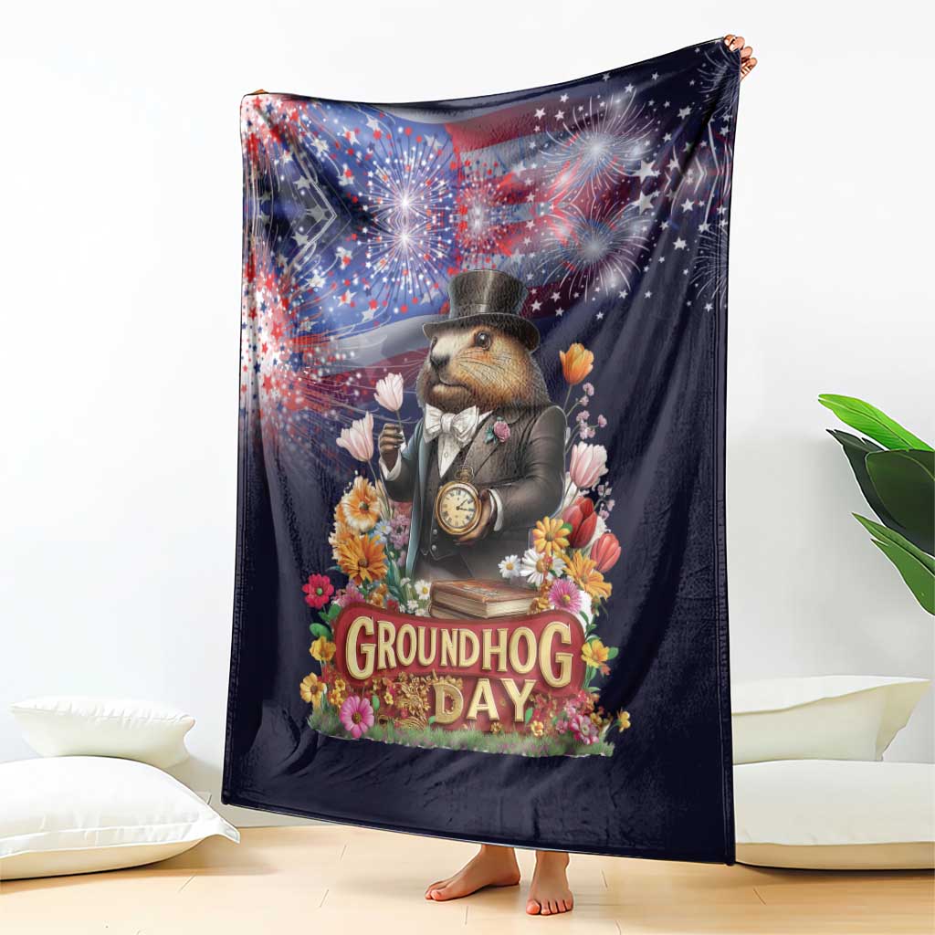 Groundhog Day Gentleman Blanket Same Day Again - Wonder Print Shop