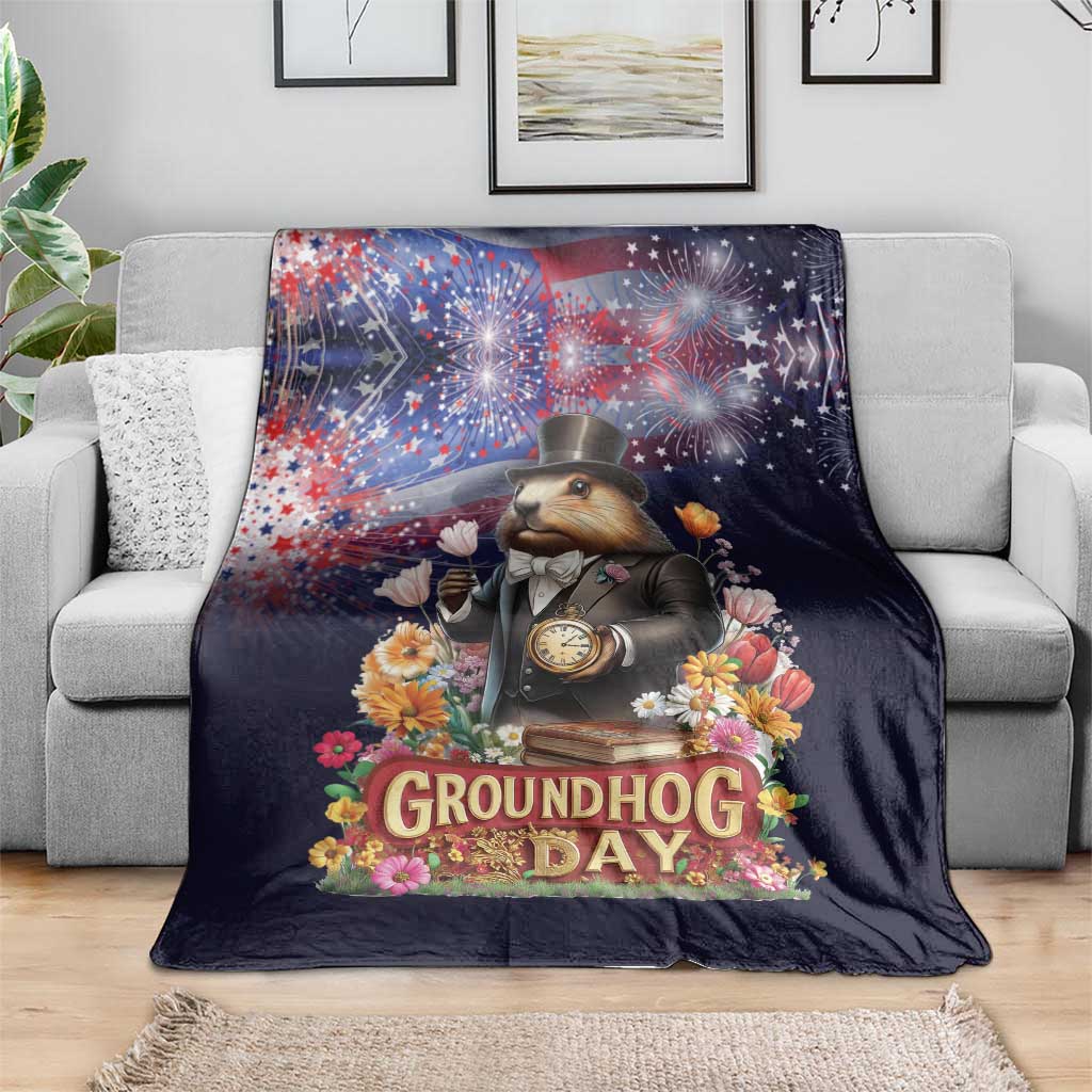 Groundhog Day Gentleman Blanket Same Day Again - Wonder Print Shop
