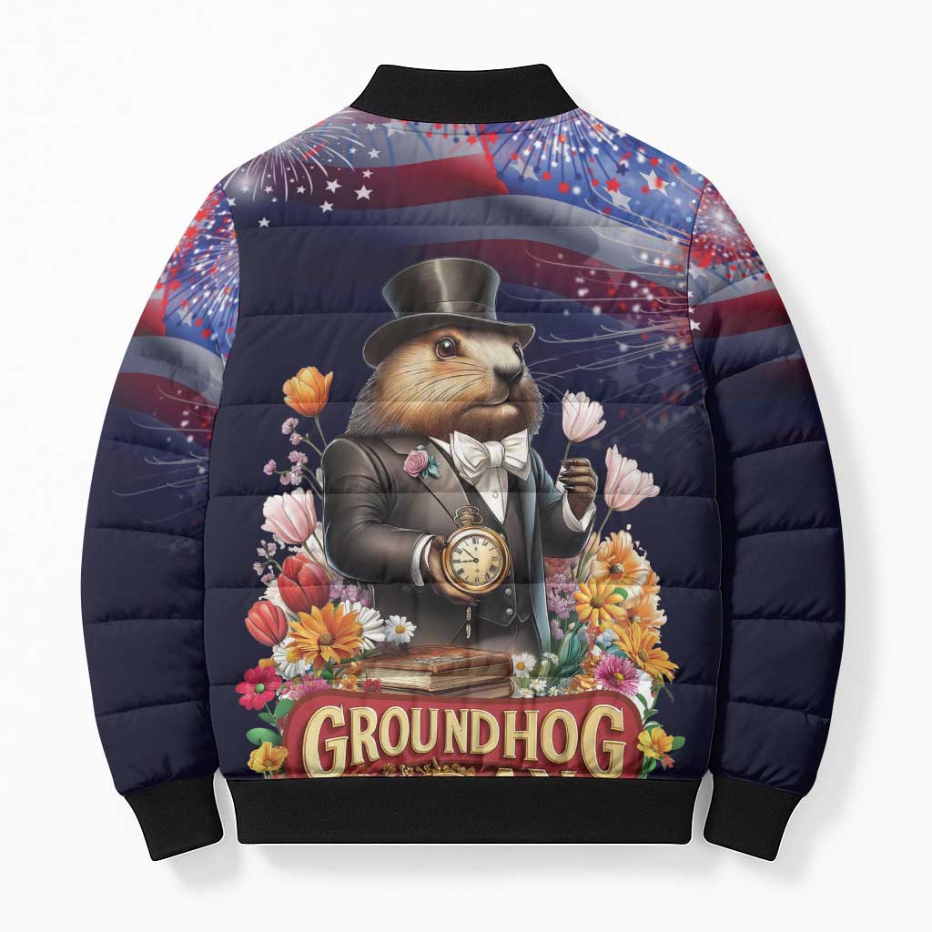 Groundhog Day Gentleman Bomber Puffer Jacket Same Day Again - Wonder Print Shop