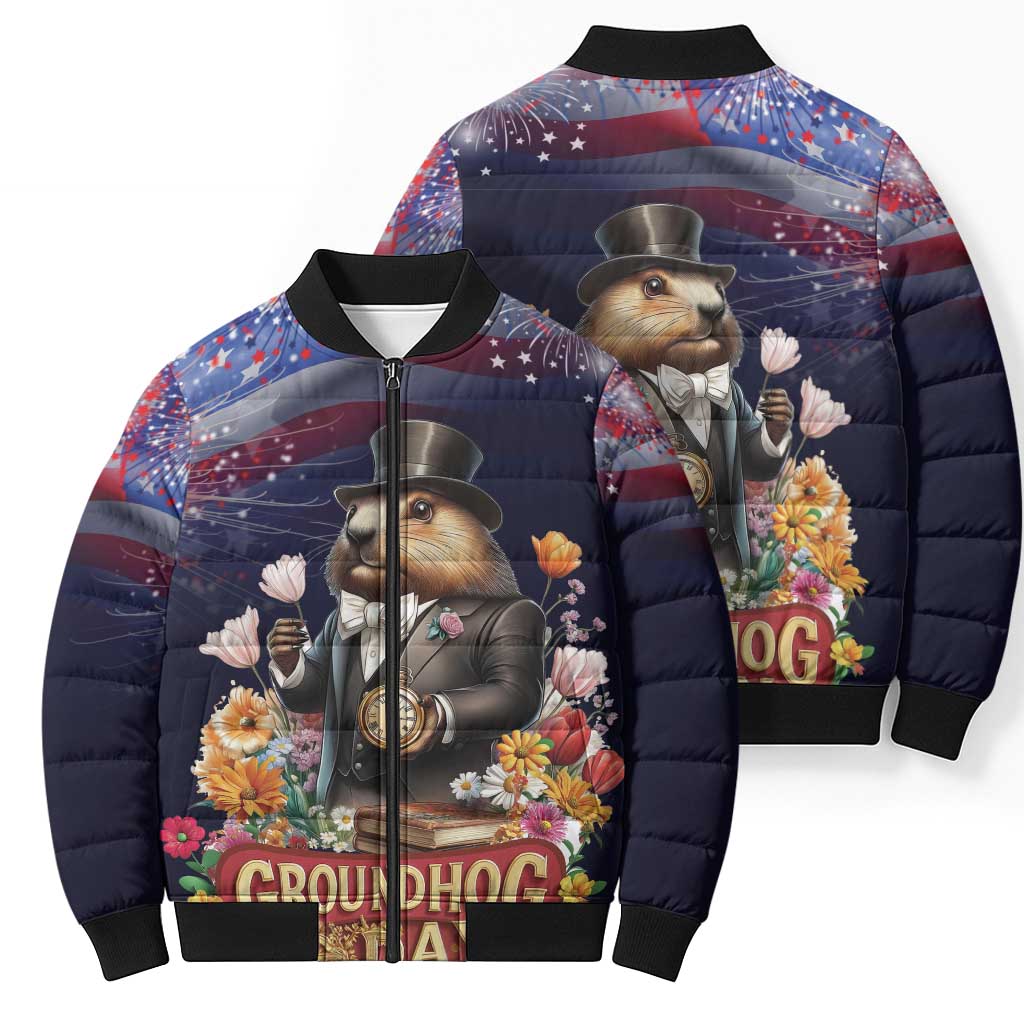 Groundhog Day Gentleman Bomber Puffer Jacket Same Day Again - Wonder Print Shop